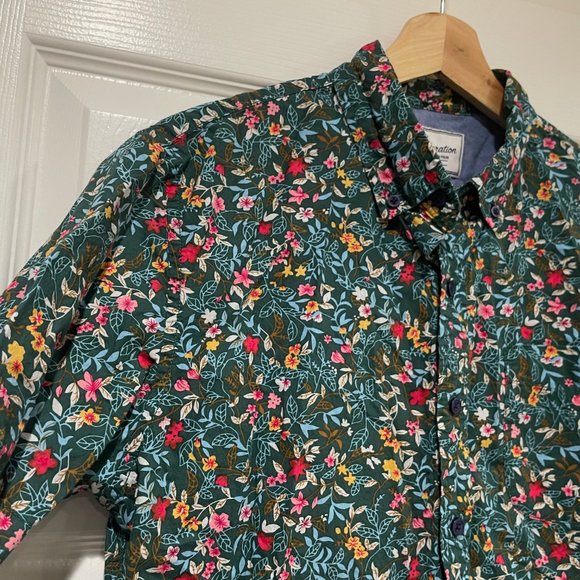 Modern Liberation Floral Print Short Sleeve Button Up - Medium - Picture 9 of 10